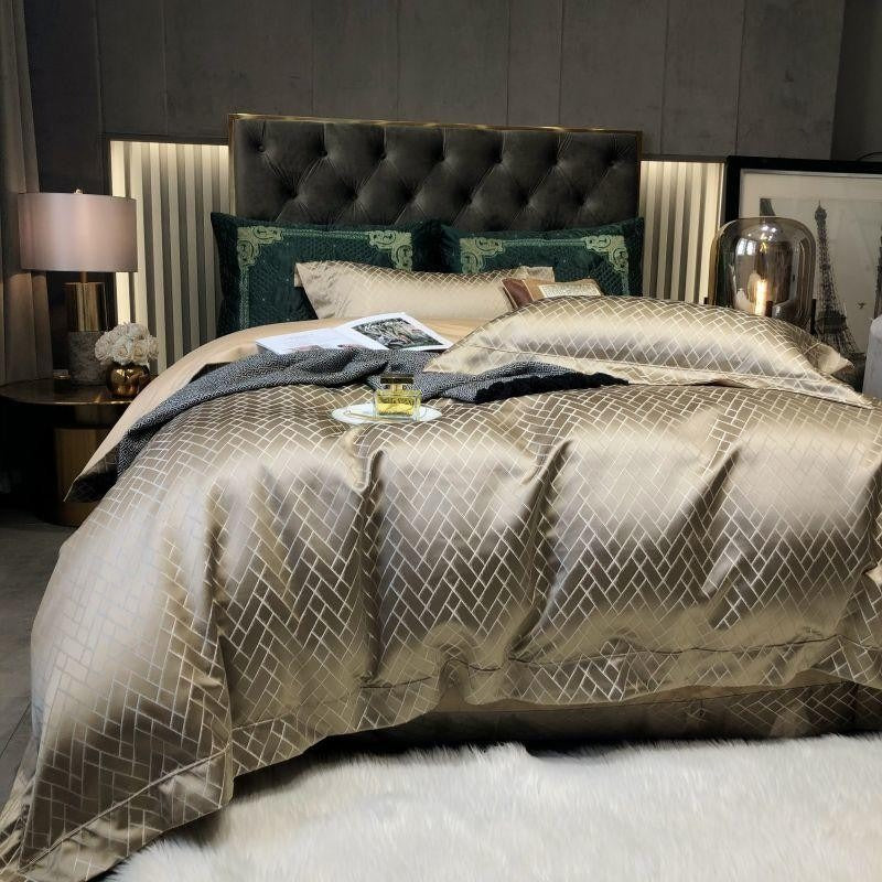 Geo Gold Egyptian Cotton Bedding Set | Premium Bedroom