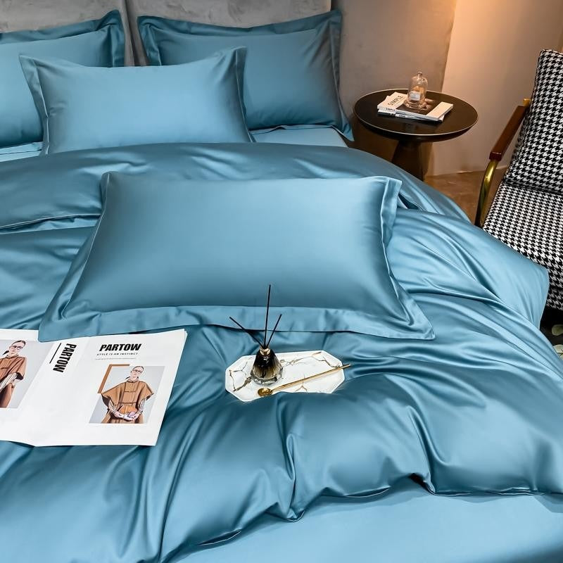 Sky Blue Silky Bedding Set | Sky Blue Bedding Set | Premium Bedroom