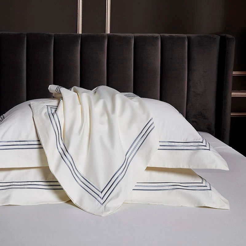 Silver Embroidered Bedding Set