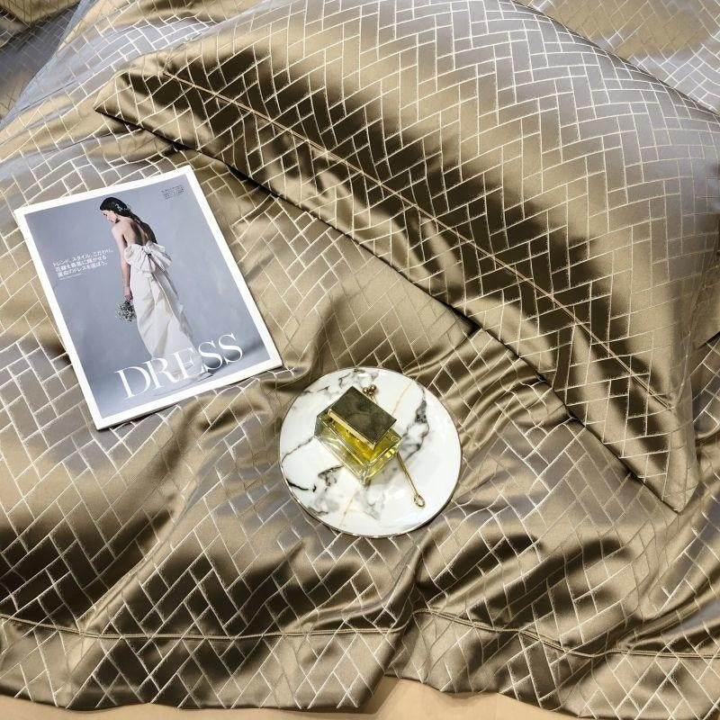 Geo Gold Egyptian Cotton Bedding Set | Premium Bedroom