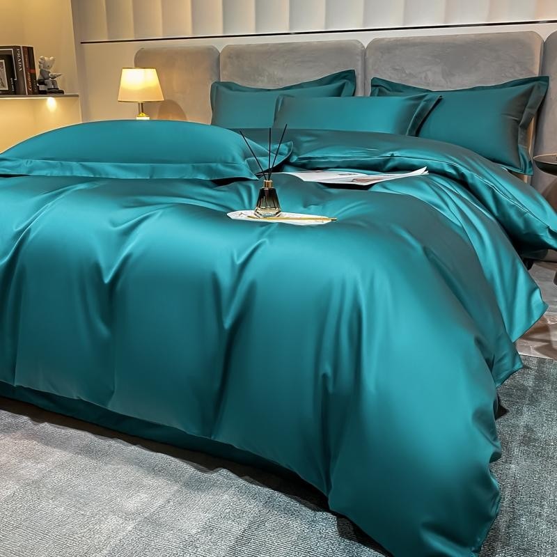 Green Silky Bedding Set | Green Silk Bed Sheets | Premium Bedroom