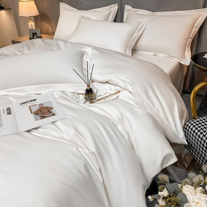 White Silky Bedding Set