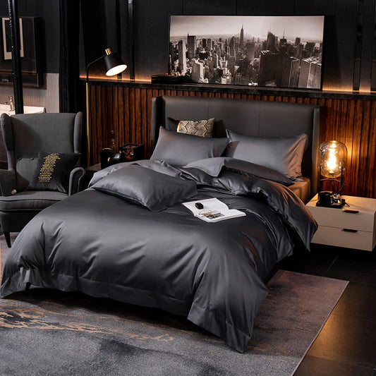 Deep Grey Silk Bedding Set | Silk Bedding Set | Premium Bedroom