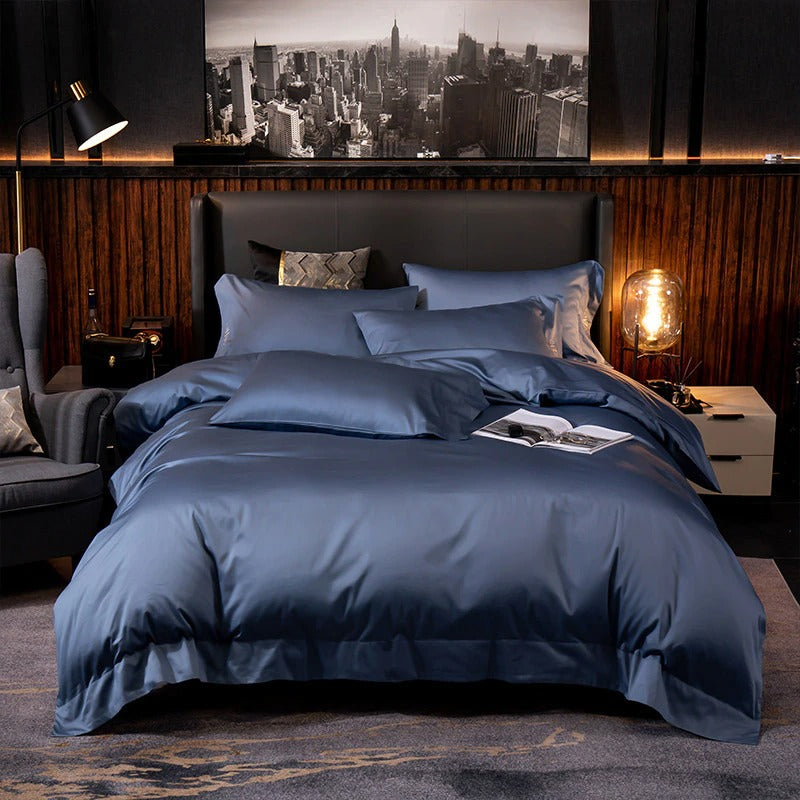Navy Blue Silk Bedding Set | Navy Blue Bedding Set | Premium Bedroom