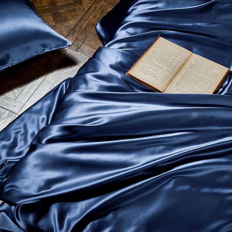 Prussian Blue Silk Bedding Set | Blue Bedding Set | Premium Bedroom