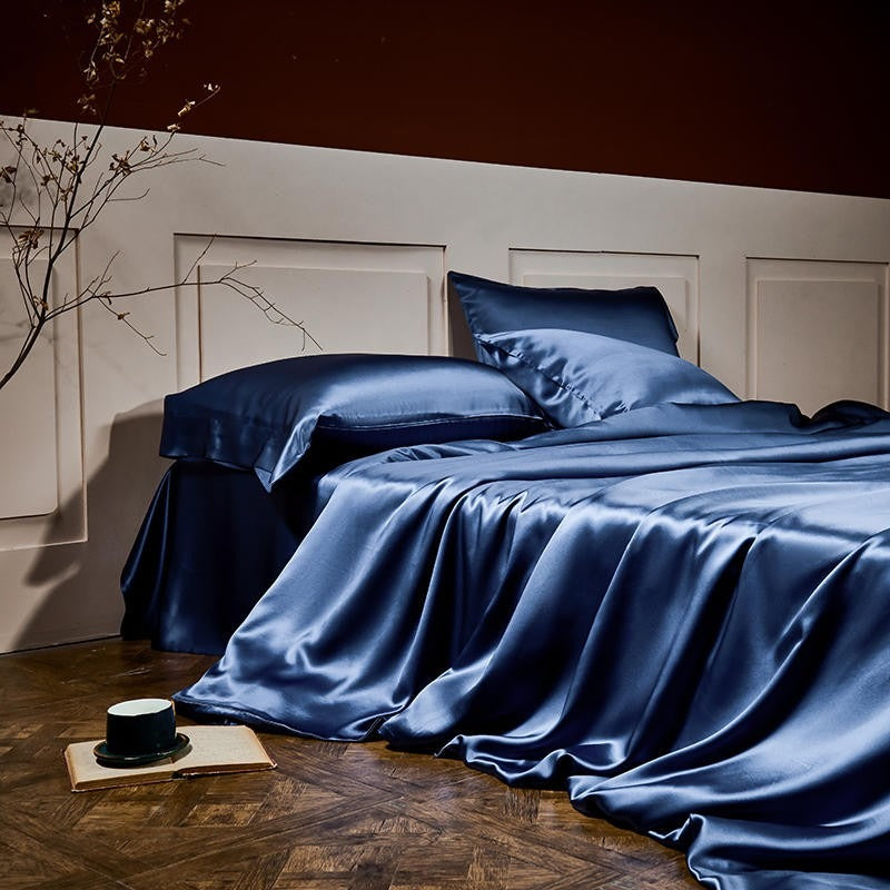 Prussian Blue Silk Bedding Set | Blue Bedding Set | Premium Bedroom