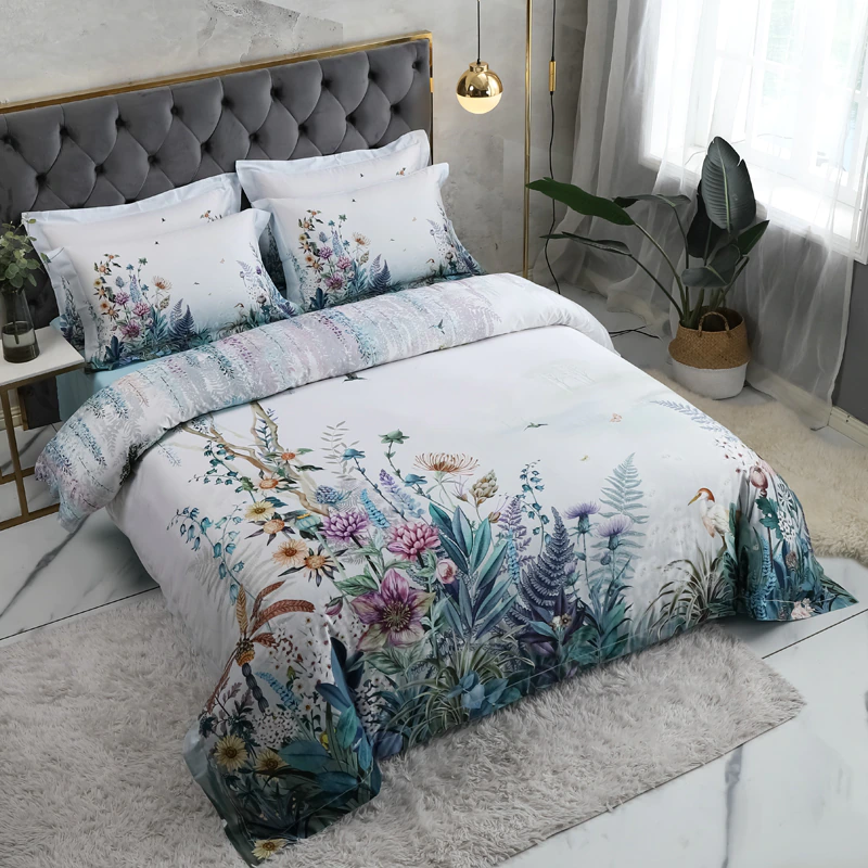 Light Gray Floral Bedding Set | Gray Floral Bedding | Premium Bedroom