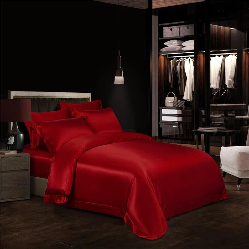 Ruby Red Silk Bedding Set | Ruby Red Bedding Set | Premium Bedroom
