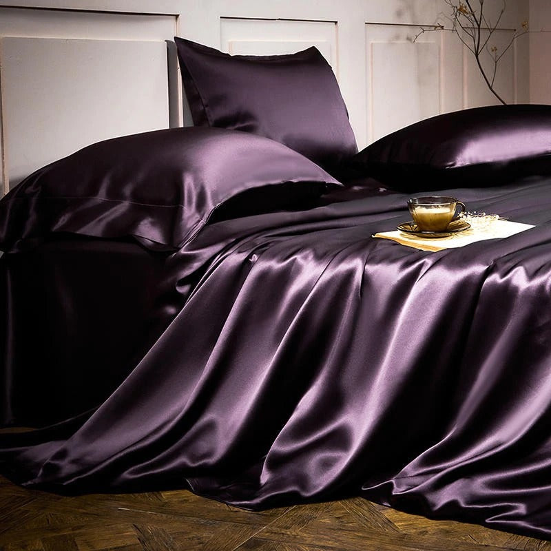 Purple Silk Bedding Set | Mulberry Silk Bedding Set | Premium Bedroom