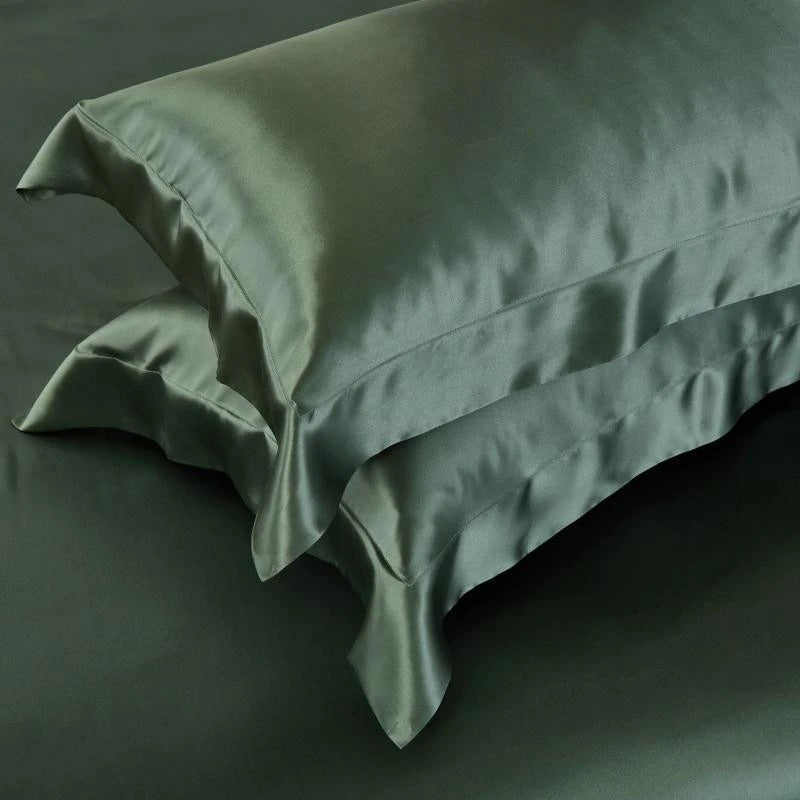 Rifle Green Silk Bedding Set | Green Bedding Set | Premium Bedroom