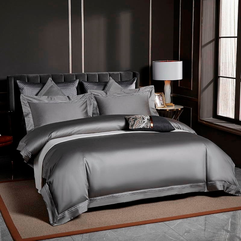 Grey Embroidered Bedding Set | Grey Comforter | Premium Bedroom