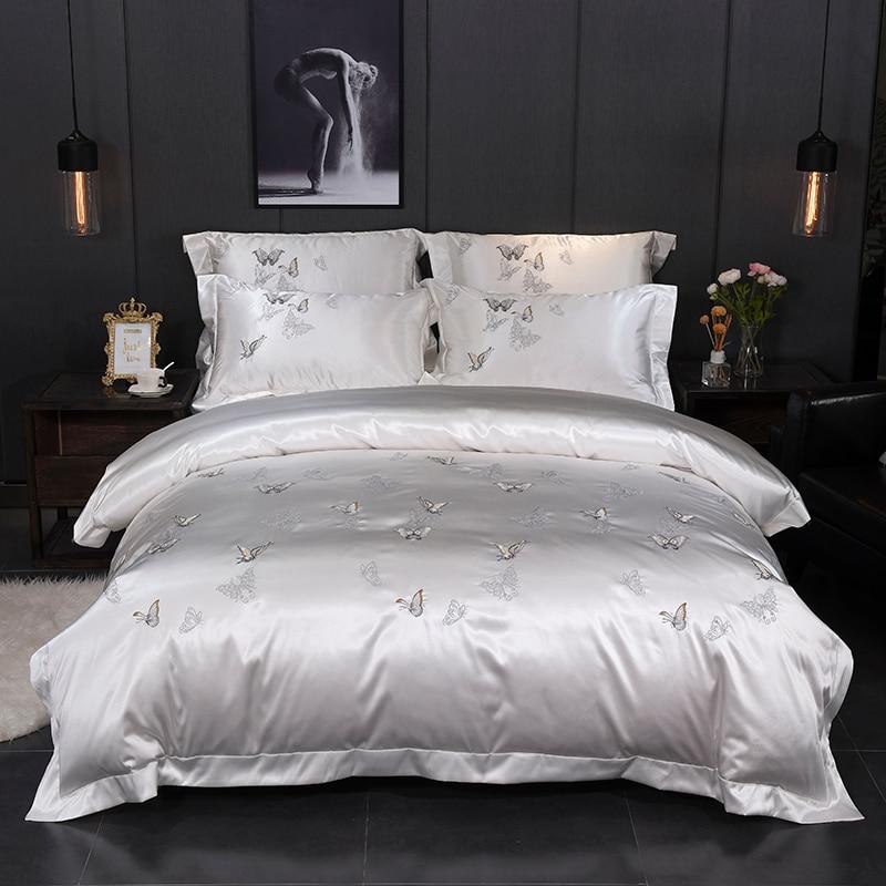 Butterfly White Silver Bedding Set | Premium Bedroom
