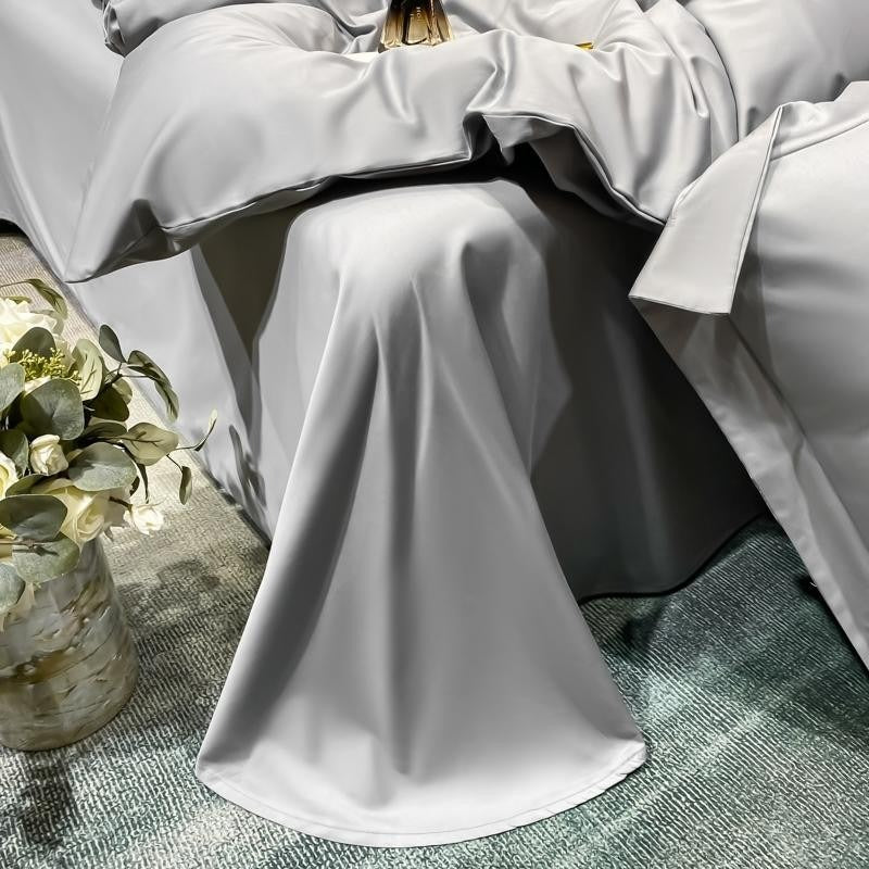 Light Grey Silk Bedding Set | Light Grey Silk Duvet | Premium Bedroom