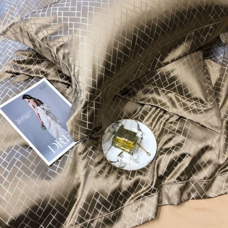 Geo Gold Egyptian Cotton Bedding Set | Premium Bedroom