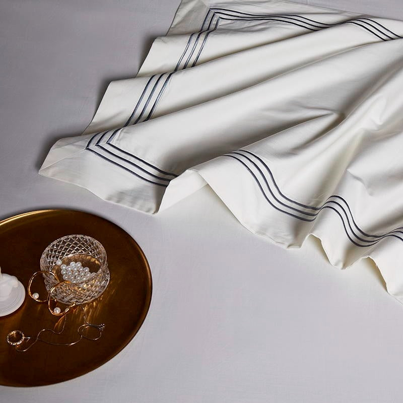 Silver Embroidered Bedding Set