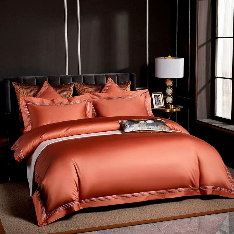Orange Silk Bedding Set | Orange Bedding Set | Premium Bedroom