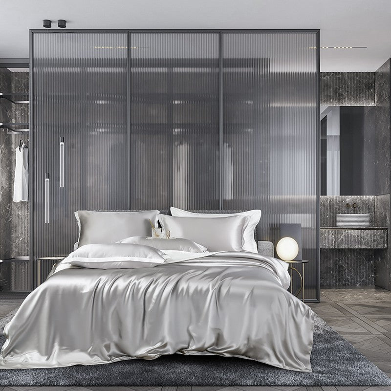 Grey Luxury Silk Bedding Set