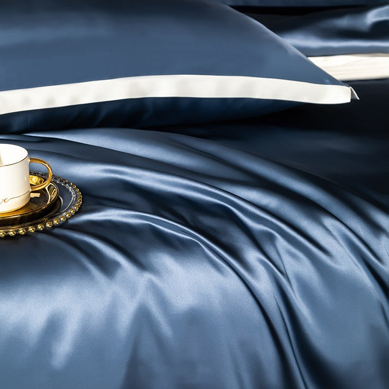 Dark Blue Luxury Silk Bedding Set