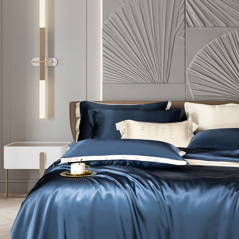 Dark Blue Luxury Silk Bedding Set