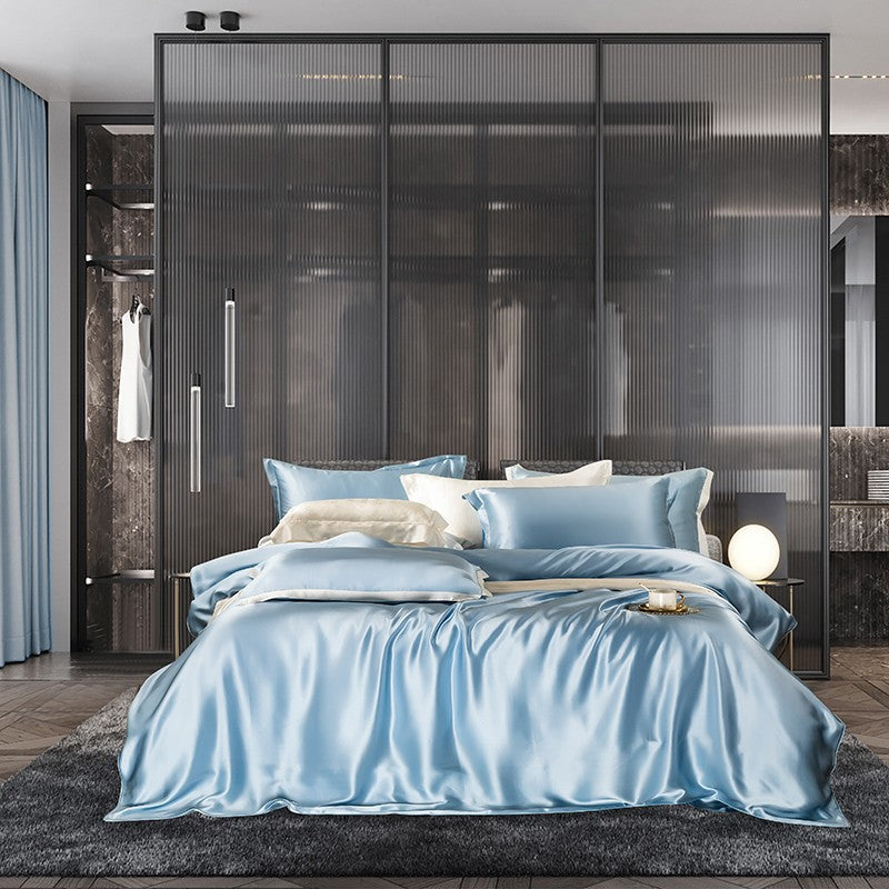 Sky Blue Luxury Silk Bedding Set