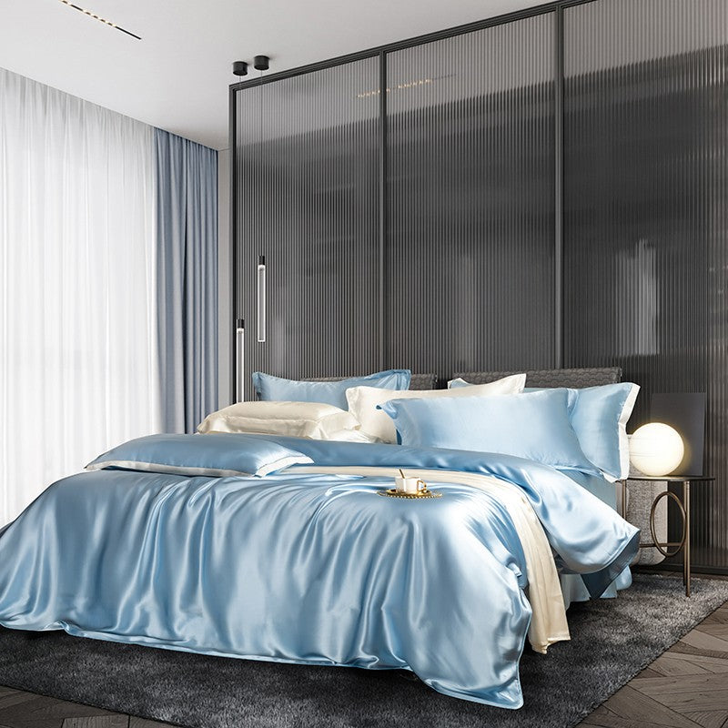 Sky Blue Luxury Silk Bedding Set