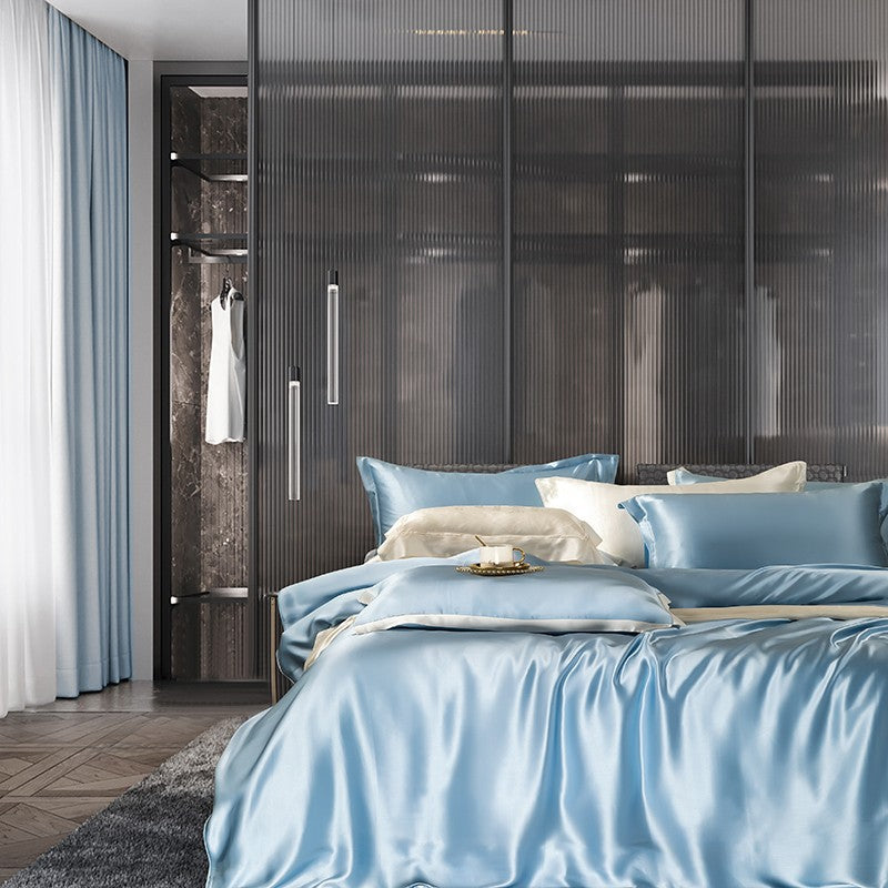 Sky Blue Luxury Silk Bedding Set