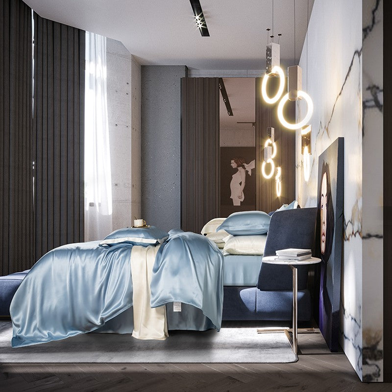 Sky Blue Luxury Silk Bedding Set