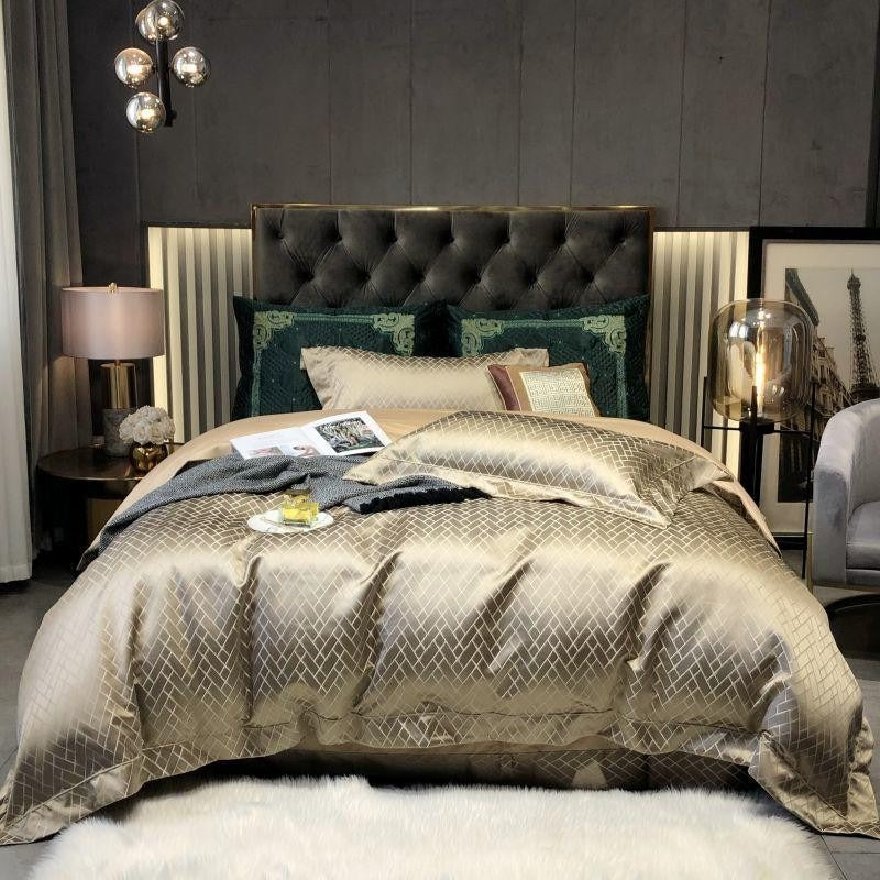 Geo Gold Egyptian Cotton Bedding Set | Premium Bedroom
