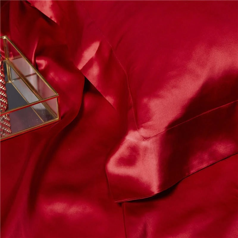 Ruby Red Silk Bedding Set | Ruby Red Bedding Set | Premium Bedroom