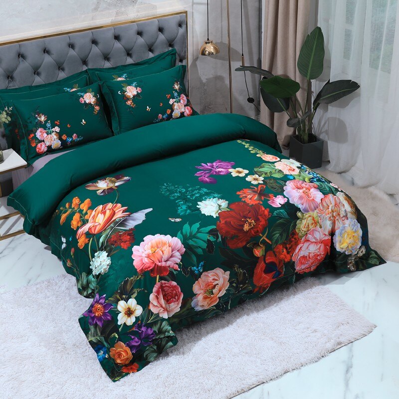 Jungle Green Duvet | Jungle Green Floral Bedding Set | Premium Bedroom