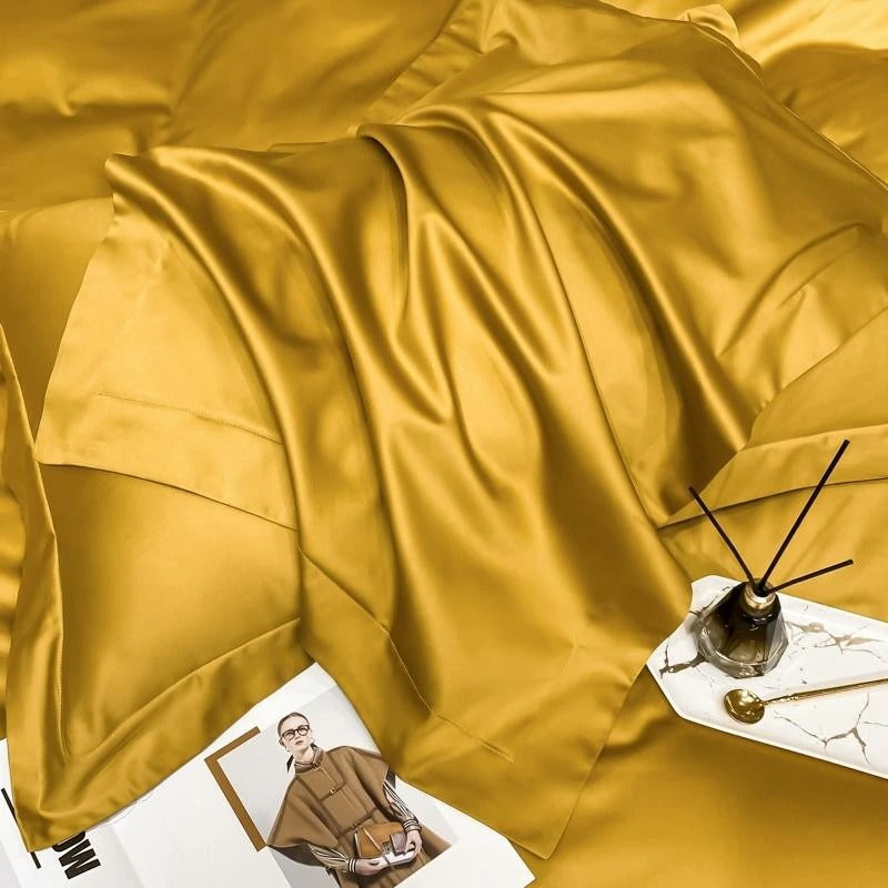 Gold Silky Cotton Bedding Set | Cotton Bedding Set | Premium Bedroom