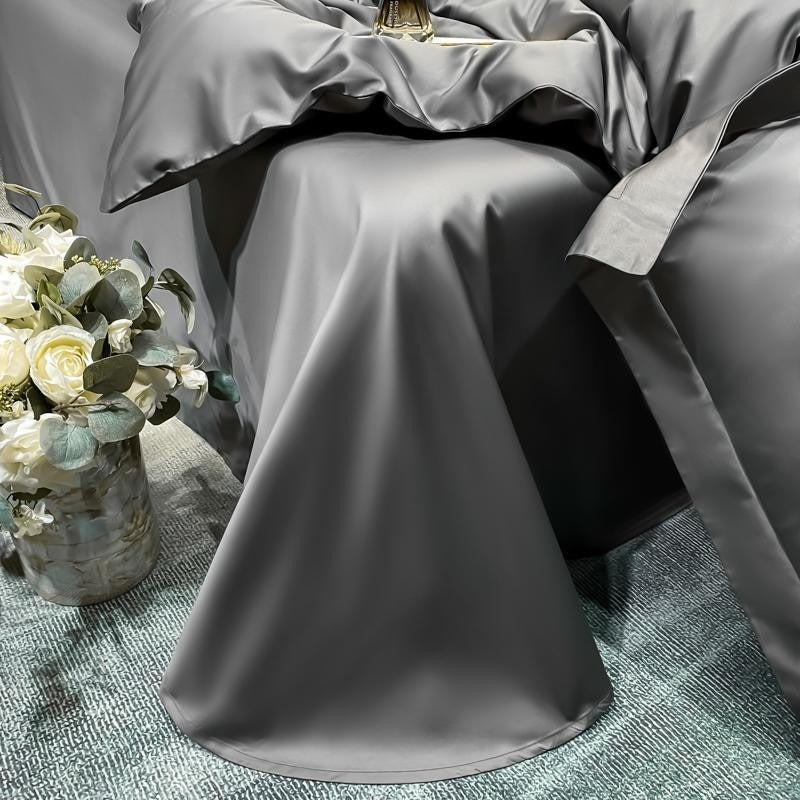 Deep Grey Silky Cotton Bedding Set | 