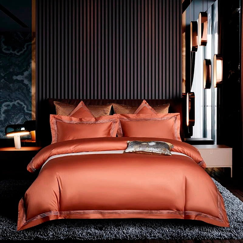 Orange Silk Bedding Set | Orange Bedding Set | Premium Bedroom