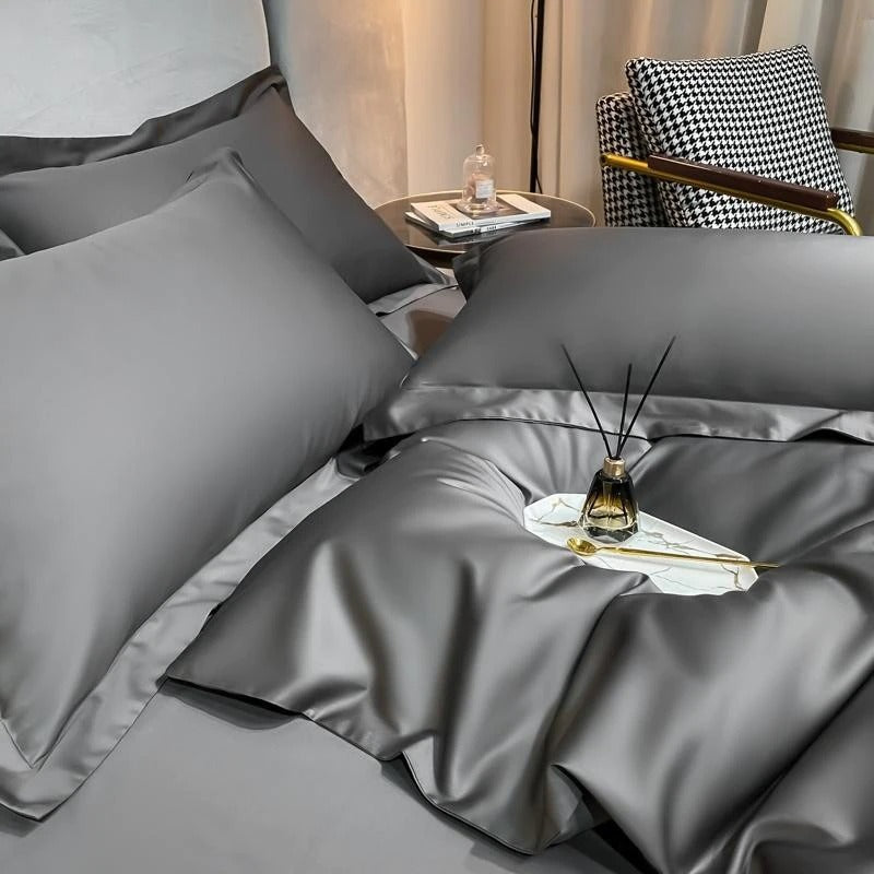 Deep Grey Silky Cotton Bedding Set | 