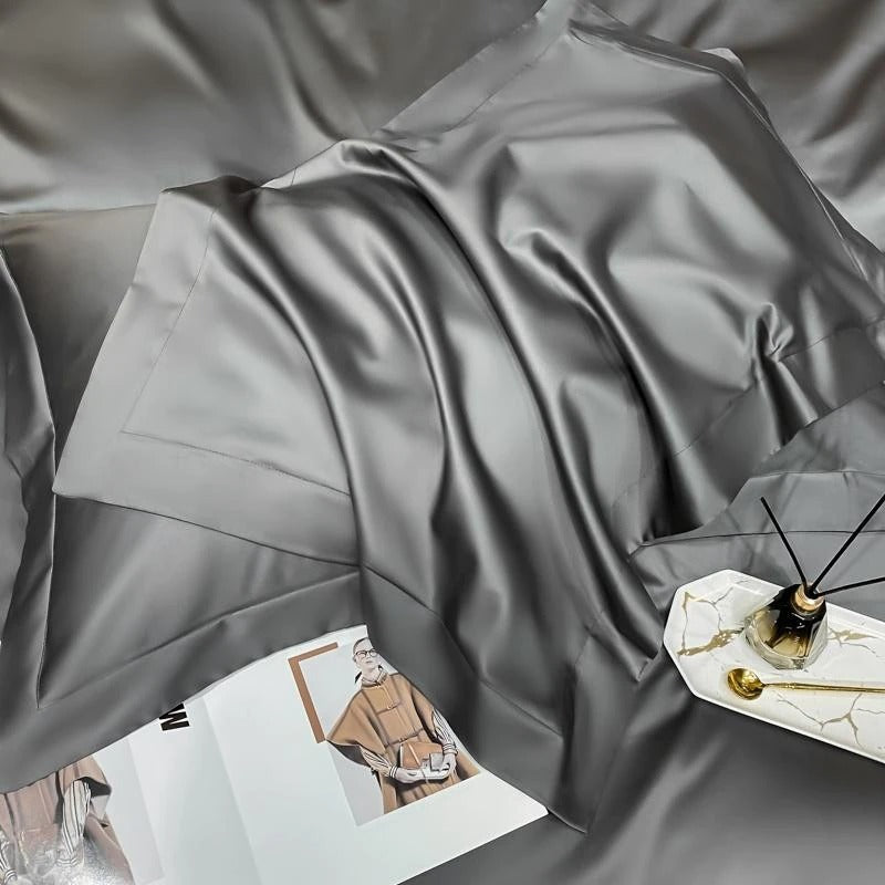 Deep Grey Silky Cotton Bedding Set | 