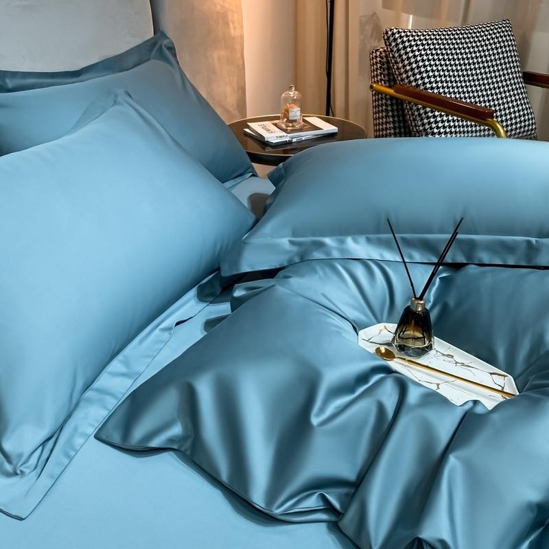 Sky Blue Silky Bedding Set | Sky Blue Bedding Set | Premium Bedroom
