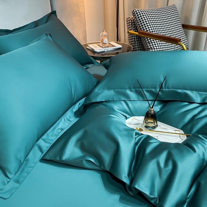 Green Silky Bedding Set | Green Silk Bed Sheets | Premium Bedroom