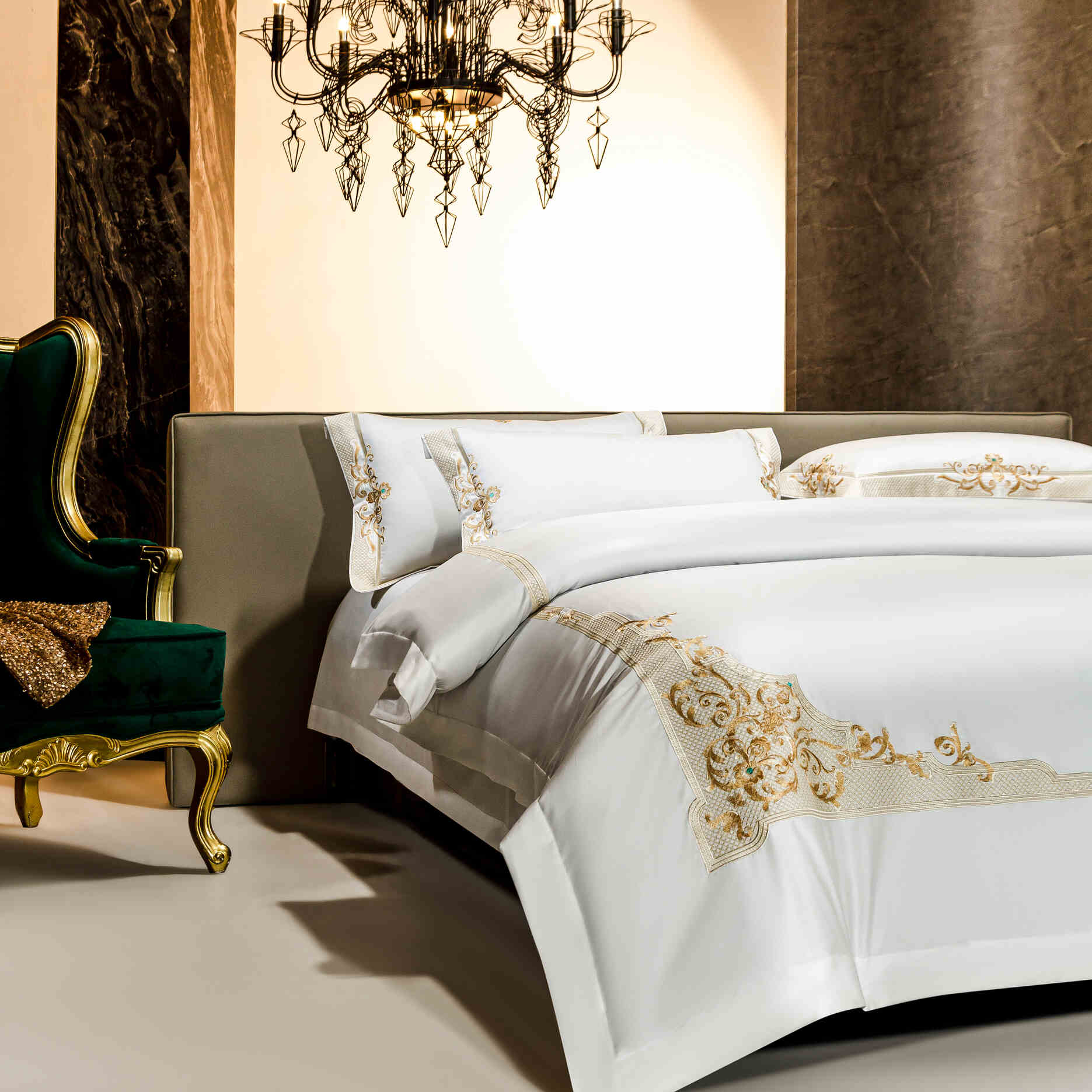 White Embroidery Bedding Set | White Bedding Set | Premium Bedroom