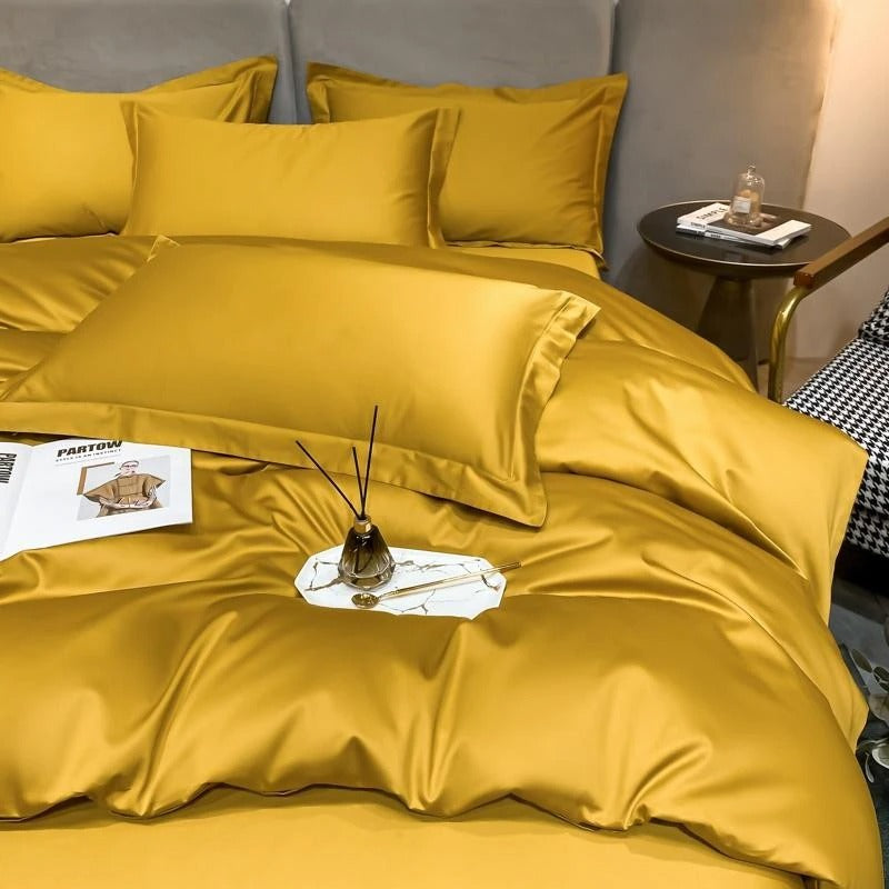 Gold Silky Cotton Bedding Set | Cotton Bedding Set | Premium Bedroom
