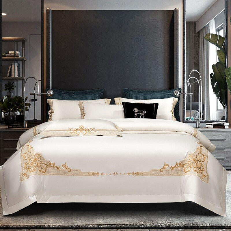 White Embroidery Bedding Set | White Bedding Set | Premium Bedroom