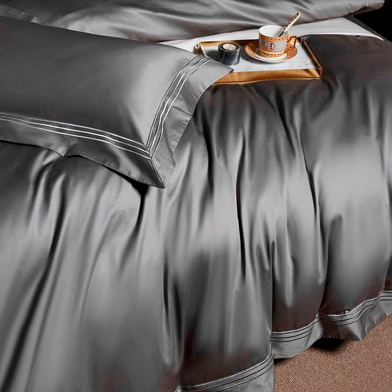 Grey Embroidered Bedding Set | Grey Comforter | Premium Bedroom