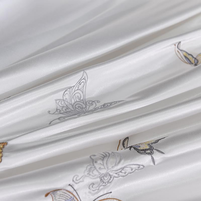 Butterfly White Silver Bedding Set | Premium Bedroom