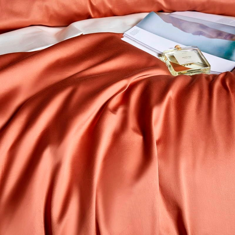 Orange Silk Bedding Set | Orange Bedding Set | Premium Bedroom