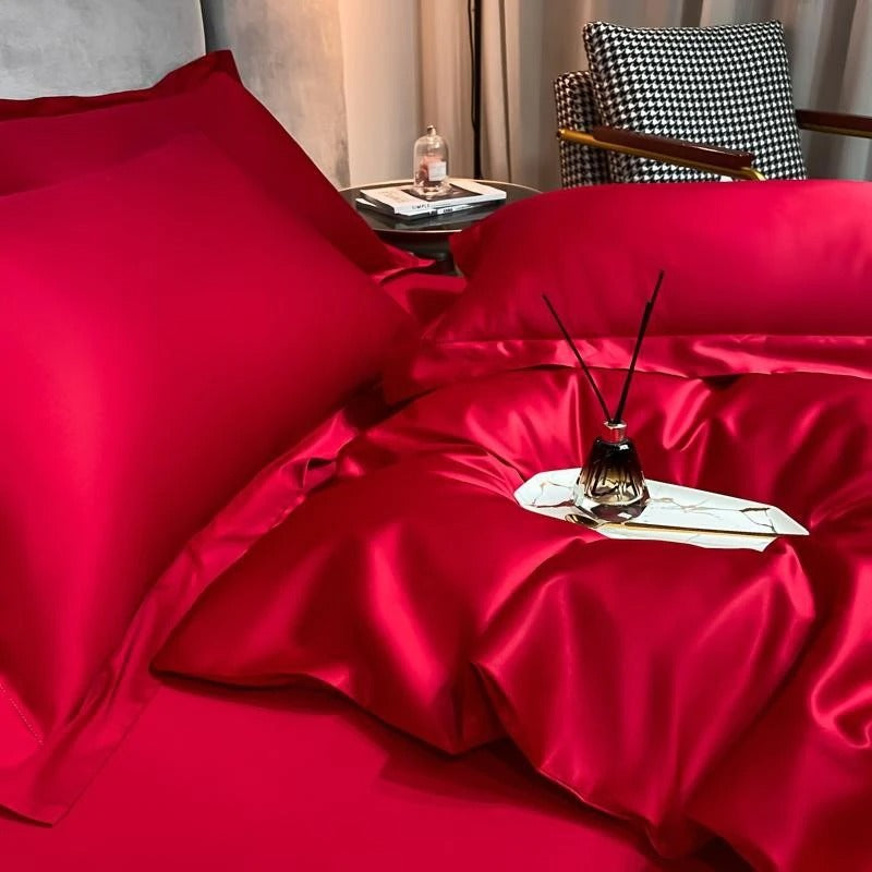 Red Silky Cotton Bedding Set | Red Bedding Set | Premium Bedroom