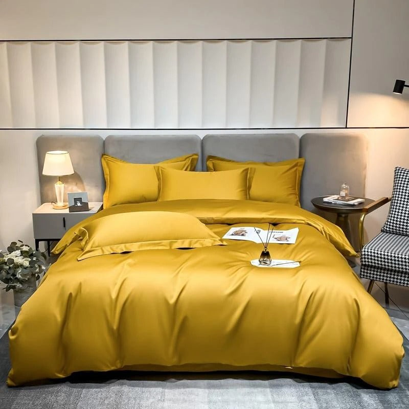 Gold Silky Cotton Bedding Set | Cotton Bedding Set | Premium Bedroom
