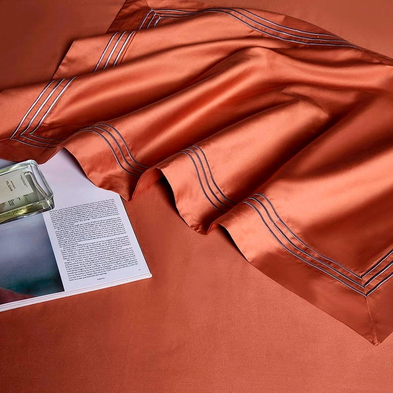 Orange Silk Bedding Set | Orange Bedding Set | Premium Bedroom