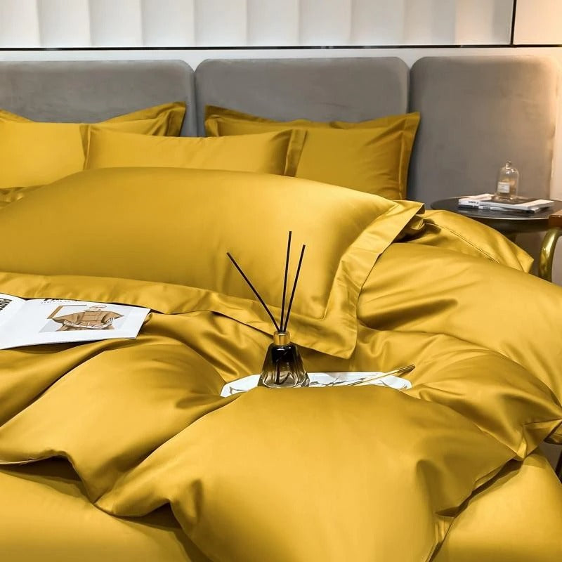 Gold Silky Cotton Bedding Set | Cotton Bedding Set | Premium Bedroom