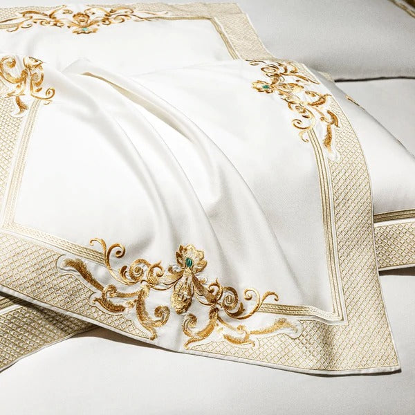 White Embroidery Bedding Set | White Bedding Set | Premium Bedroom