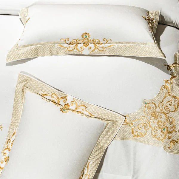 White Embroidery Bedding Set | White Bedding Set | Premium Bedroom